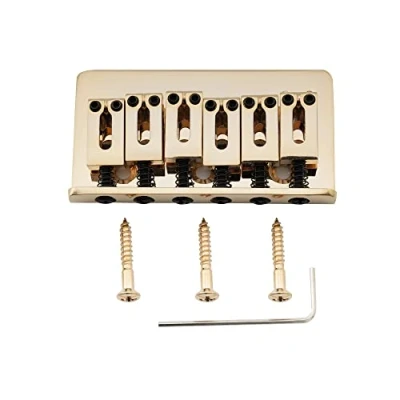 Abbildung von Musiclily Pro 54mm Modern Hardtail Steg Fester Bridge für Import Strat Tele Style E Gitarre, Gold