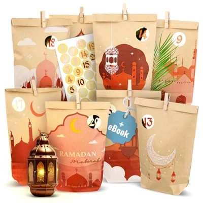 Abbildung von AMARI Kalender zum Selbstbasteln ® Ramadan Tüten (30 inklusive Sticker &amp; Klammern)