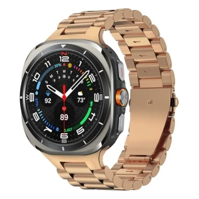 Abbildung von MoKo Metall Armband Kompatibel mit Samsung Galaxy Watch Ultra 47mm (2024) für Damen Herren, Edelstahl Ersatzarmband Band 7 Armband, Roségold