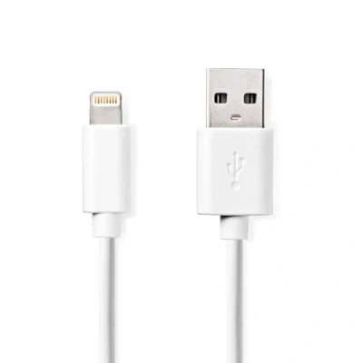Abbildung von Lightning Kabel USB 2.0 Apple 8 Pin A Stecker 480 Mbps Vernickelt 1.00 m Rund PVC Schwarz Label