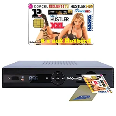 Abbildung von Redabel Redlight Sat Viaccess Erotik Paket: 8 Kanäle 12 Monate Hotbird 13 + Tivusat Digiquest 2 Kartenreceiver Evo3.1