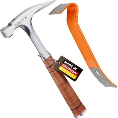Abbildung von PICARD Latthammer Nr. 790 ½ + Mini BlackGiant® Sticker 800g Gesamtgewicht Geraute Bahn Magnetischer Nagelhalter Korrosionsgeschützt Ganzstahlstiel mit Ledergriff GS geprüft Länge 312mm