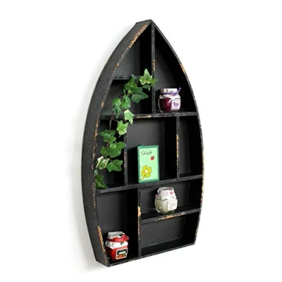 Abbildung von DanDiBo Wandregal Setzkasten Boot Sammlervitrine Schwarz 12111 Loft 58 cm Shabby Landhaus