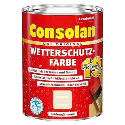 Abbildung von Consolan Wetterschutzfarbe 750 ml Kieselweiß Deckend Holzschutz Außen