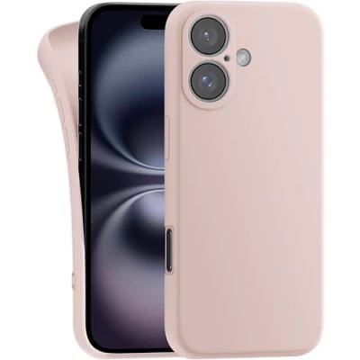 Abbildung von MyGadget Hülle kompatibel mit iPhone 16 robuste Handyhülle TPU Case Slim Silikonhülle Back Cover Kratzfest Schutzhülle Matt Rosa