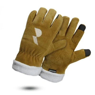 Abbildung von ROSTAING Montblanc Handschuhe aus Leder, warm, gefüttert und mit Touchscreen, ideal für Arbeiten im Freien, Wintergarten, komfortabel, gegen Kälte Futter Molton