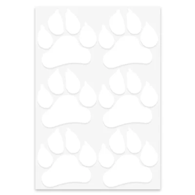Abbildung von easydruck24de 6er Set Aufkleber Tier Pfoten Abdruck I kfz_500 weiß 10 x cm groß Hunde Katzen für Kfz LKW Laptop wetterfest