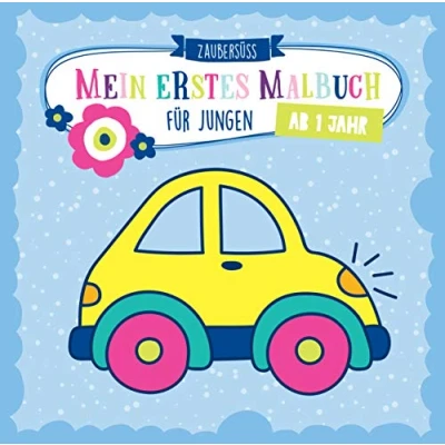 Abbildung von Mein erstes Malbuch ab 1 Jahr für Jungen: Ausmalen und kritzeln der ersten Wörter Jungs mit Traktor, Bagger, Auto, Feuerwehr, Fußball, Dinosauriern vielem mehr