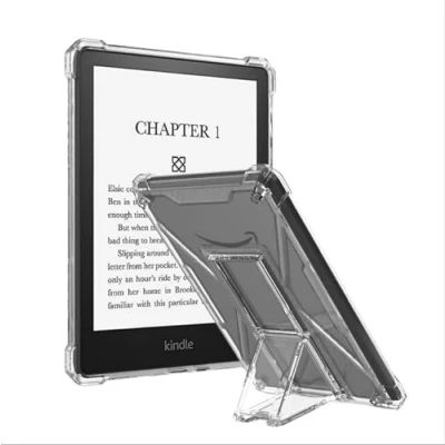 Abbildung von GIOPUEY Hülle für Kindle Colorsoft/Paperwhite 12th, Weiche TPU Rückenschale Case mit Ständer, Dünne Abdeckung, Airbag Schutz Transparentes