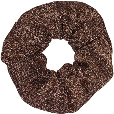 Abbildung von styleBREAKER Damen XXL Haargummi aus weichem Glitzerstoff, elastisch, Scrunchie Retro Style, Zopfgummi 04027047, Farbe:Karamell