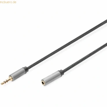 Abbildung von DIGITUS Audio Verlängerungskabel 3,5mm Klinke auf Buchse Aux Kabel Stereo vergoldete Kotakte geflochtenes 1m schwarz
