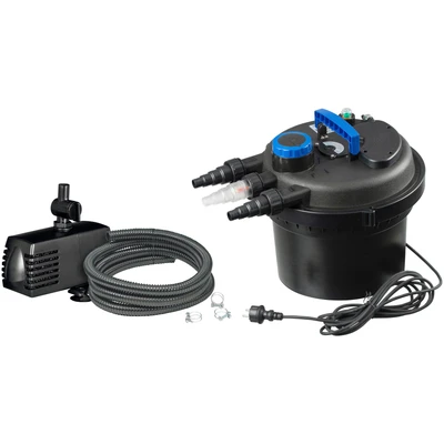 Abbildung von Ubbink Teichfilter Druckfilter BioPressure II 3000 Plus (Set), 3.000 l/h, inkl. UV C Gerät und Teichpumpe