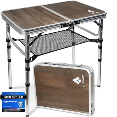 Abbildung von ALPINEZ 60x40 Campingtisch klappbar höhenverstellbar Beistelltisch Outdoor Klapptisch Camping Tisch klein Balkon Grilltisch Picknicktisch Kompakt &amp; Leicht