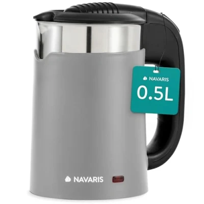 Abbildung von Navaris Reise Wasserkocher Doppelwandiger 0,5L Reisewasserkocher mit 2 Trinkbecher