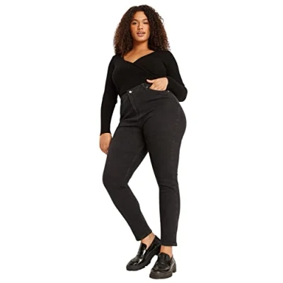 Abbildung von Trendyol Damen Plus Size High Waist Skinny Fit Jeans, Anthrazit, 50, anthrazit