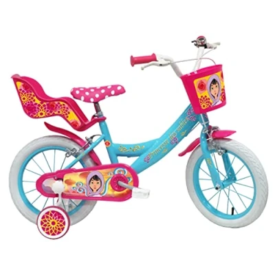 Abbildung von Vélo ATLAS Princesse des Sables Mädchen Fahrrad 14 Zoll Prinzessin mit Korb vorne, Puppenhalter, 2 Bremsen und Stabilisatoren, türkis, 14&#039;&#039;