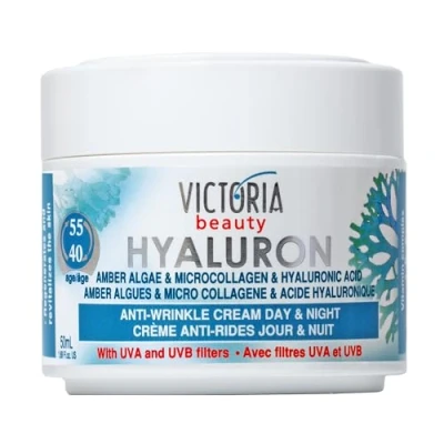 Abbildung von Victoria Beauty Hyaluron Creme hochdosiert gegen Falten und Augenringe, Anti Aging Gesichtscreme mit Amber Algae, Kollagen Hyaluronsäure für Frauen Männer, 50ml