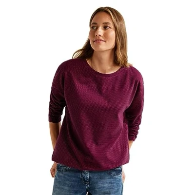Abbildung von Cecil Ottoman Streifen Langarmshirt, Damen, Größe: Small, Pink