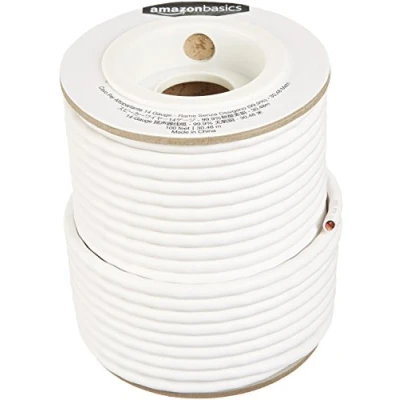 Abbildung von Amazon Basics Lautsprecherkabel 14 AWG (1,63 mm), 99,9 % sauerstofffreies Kupfer, 30.5 m, Weiß