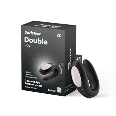 Abbildung von Satisfyer &#039;Double Joy Connect App&#039; Paar Vibrator 9 cm Sex Spielzeug für Paare extrem stark Vielfältige Vibrationen dank App Steuerung Erotisches Toy mit Klitoris Stimulation Farbe: schwarz