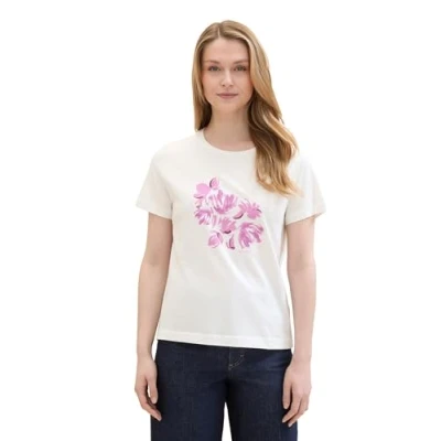 Abbildung von TOM Tailor Tshirt print, Damen, Größe: Medium, Offwhite
