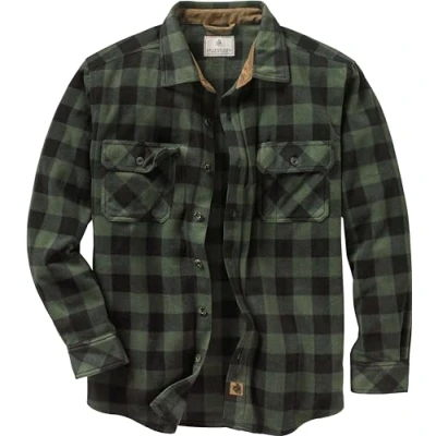 Abbildung von Legendary Whitetails Standard Navigator Fleece Herrenhemd mit Knopfleiste, grünes Karo (Night Forest Plaid), Größe L