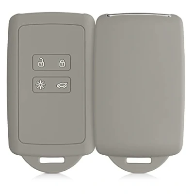 Abbildung von kwmobile Autoschlüssel Hülle kompatibel mit Renault 4 Tasten Smartkey (nur Keyless Go) Silikon Schutzhülle Schlüsselhülle Cover in Grau