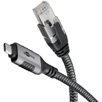 Abbildung von Goobay 3m LAN zu USB Kabel 1 Gbit Datenübertragung C 3.1 auf RJ45 Ethernet CAT 6 verbindet Router und Smartphone Adapter für Laptop &amp; Macbook 70699
