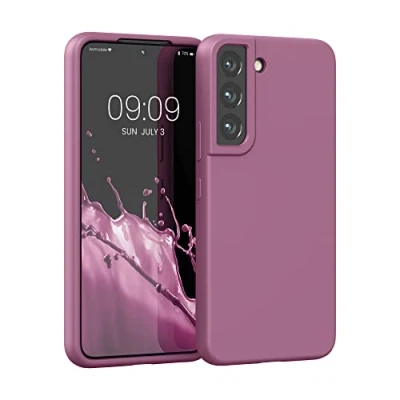 Abbildung von kwmobile Schutzhülle kompatibel mit Samsung S22 Hülle Silikon Case Handyhülle weiche Oberfläche kabelloses Laden Orchidee Violett
