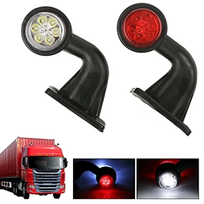 Abbildung von 2 x 12 LED Seitenmarkierungsleuchten, V 24 V, Weiß und Rot, Ellenbogen Seitenbeleuchtung, Markierungsleuchten für Auto, LKW, Anhänger, Wohnwagen