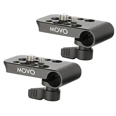 Abbildung von Movo cab1000 15 mm Modular Rod Clamp Adapter Kameras, Monitore, Blockflöten zu Rigs mit Es in vielen 1/10,2 cm &amp; 3/20,3 Frauen Befestigungsgewinde (2 Pack)