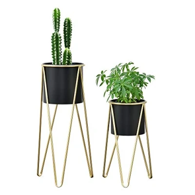 Abbildung von en.casa Blumenständer, Hedera 2er Set Pflanzenständer aus Metall Gold / Schwarz