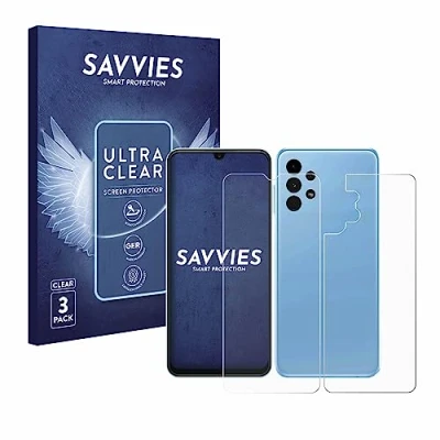 Abbildung von Savvies 6 Stück Schutzfolie für Samsung Galaxy A13 (Display+Rückseite) Displayschutz Folie Ultra Transparent