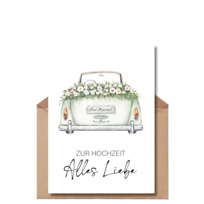 Abbildung von The Life Barn Poskarte mit Umschlag Alles Liebe zur Hochzeit, Just Married, Glückwunschkarte Hochzeitskarte