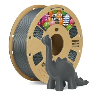 Abbildung von OVERTURE Easy PLA 1.75 mm 3D Druckerfilament, 1kg (2.2 lbs), Verstärkt Zähigkeit PLA, Maßgenauigkeit +/ 0,02 (Easy Space Grau)