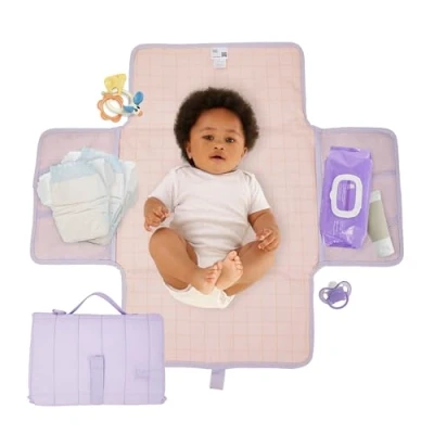 Abbildung von Hylat Baby Wickelauflage Tragbare Wickelunterlage faltbar, wasserabweisend Violett