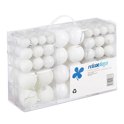 Abbildung von relaxdays Weihnachtsbaumkugel Weihnachtskugeln 100er Set, Weiß