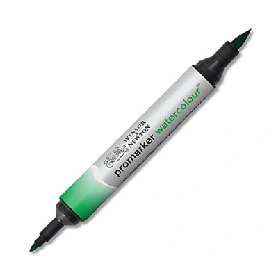 Abbildung von Winsor &amp; Newton 0201521 Aquarellmarker 2 Spitzen, Pinsel und feiner Spitze, lichtecht, hochpigmentierte Aquarellfarben für Kalligrafie, Zeichnungen Phthalogrün, gelbton