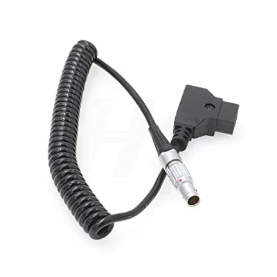 Abbildung von HangTon DTap P Tap auf 0B 2 Pin Stecker rechtwinkliges Spiralkabel für Teradek Bolt Bond, Transvideo SmallHD 703 Monitor, Zacuto Sucher, Z CAM E2 F6 S6 Kamera und EVF