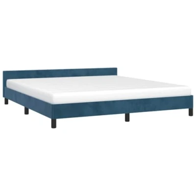 Abbildung von vidaXL Bettgestell mit Kopfteil Polsterbett Bett Doppelbett Bettrahmen Lattenrost Samtbett Schlafzimmerbett Schlafzimmermöbel Dunkelblau 180x200cm Samt