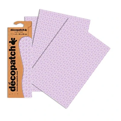 Abbildung von Decopatch Papier No. 740 (violett weiß Streublümchen, 395 x 298 mm) 3er Pack