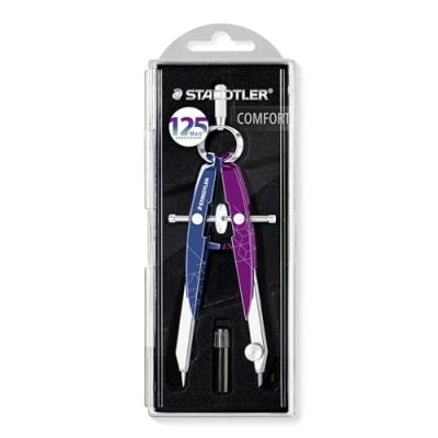Abbildung von STAEDTLER Mars comfort 556 Präzisions Geometriezirkel, Rundfederkopf und Mitteltriebspindel, Zirkel Jubiläumsedition, 00 MA2