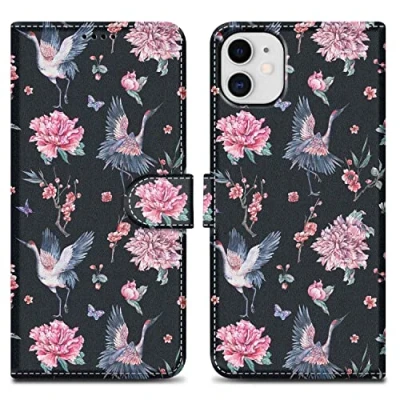 Abbildung von Cadorabo Hülle kompatibel mit Apple iPhone 11 Handyhülle ausim Muster Design Premium Kunst Leder Flip Klappbare Stoßfeste Magnetische [Standfunktion] Case für in Schwarz