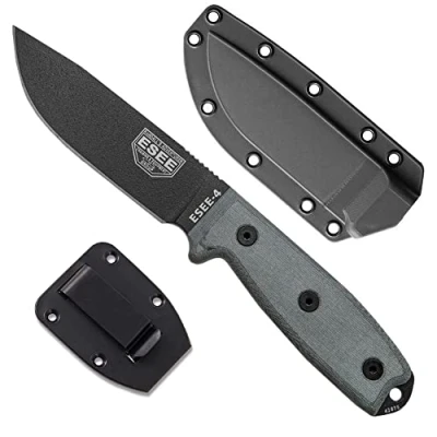 Abbildung von Esee Unisex Erwachsene, Outdoormesser Klingenlänge: 11, 43 cm, Griff: Micarta, Model 4 Carbon Steel Plain, Mehrfarbig, normal