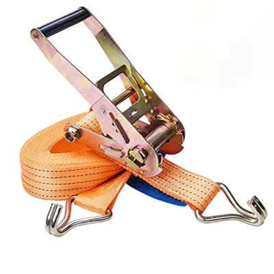 Abbildung von Zurrgurt Ratsche Spitzhaken, Spanngurt 4000 daN,zweiteilig,Farbe Orange, 10 m Länge, 50 mm Bandbreite