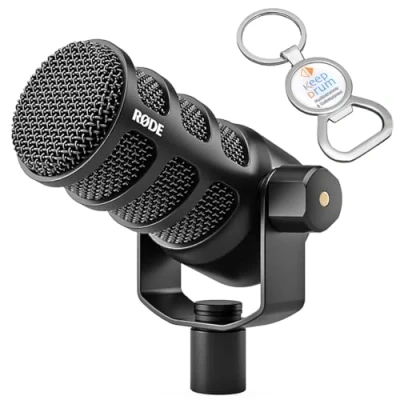 Abbildung von Rode Podmic USB XLR Podcast Sprecher Mikrofon Black + keepdrum Flaschenöffner