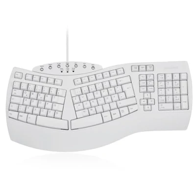 Abbildung von Perixx PERIBOARD 512 Ergonomische Tastatur Geteiltes Tastenfeld USB Empfohlen bei Tennisarm QWERTZ Deutsches Layout Weiß
