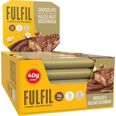 Abbildung von FULFIL Vitamin und Proteinriegel Chocolate Hazelnut Geschmack High Protein, Low Sugar Snack mit Schokolade Vitaminen 15 x 40 g