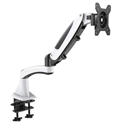Abbildung von HFTEK® Monitor Halterung Halter Tischhalterung für Bildschirme 15 bis 34 Zoll mit VESA Lochmuster 75/100 und Doppel Klemmsystem Belastbarkeit: max. 16 kg GM112XFW