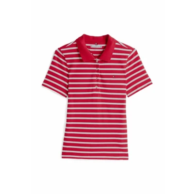 Abbildung von Tommy Hilfiger Poloshirt, Damen, Größe: Large, Primary red ecru stp